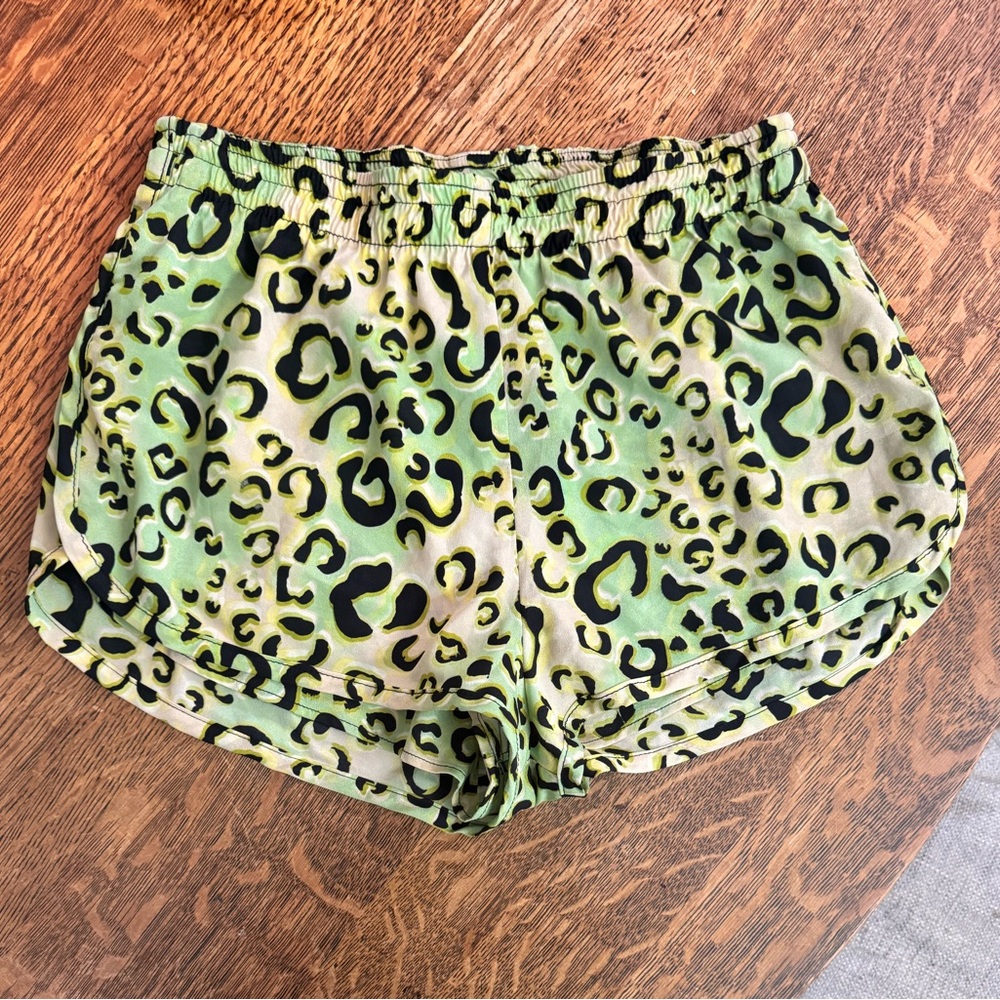 Show Me Your MuMu Lime Leopard Athletic Shorts